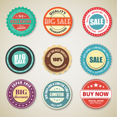 Poster - set of retro stickers (tags, stamps) for sale