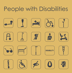 Wall Mural - set of people with disabilities simple icons