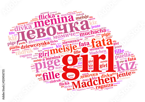 Text Cloud Filled By Word Girl In Different Languages Family Concept text-cloud-filled-by-word-girl-in-different-languages-family-concept