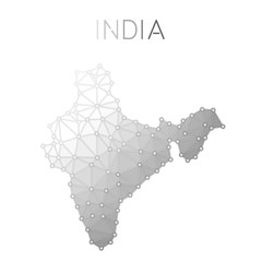 India polygonal vector map. Molecular structure country map design. Network connections polygonal India map in geometric style for your infographics.