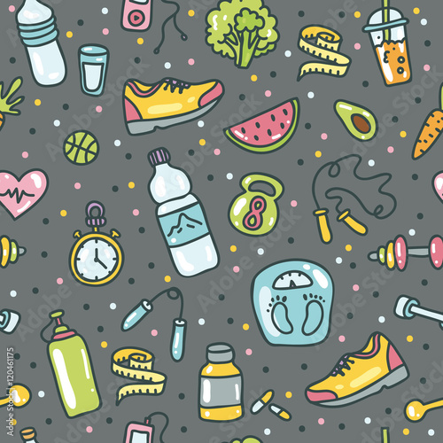 zdrowy-tryb-zycia-wektorowego-doodle-pociagany-recznie-plaski-ikona-set-ilustracja