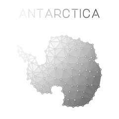 Antarctica polygonal vector map. Molecular structure country map design. Network connections polygonal Antarctica map in geometric style for your infographics.