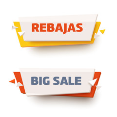 Poster - Set of geometric vector banners. Thick plastic style.