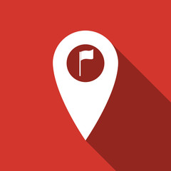 Poster - Map marker with a golf flag flat icon with long shadow. Vector Illustration