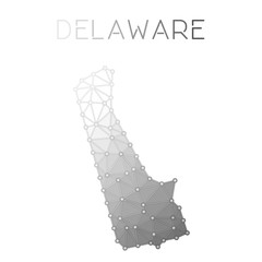 Delaware polygonal vector map. Molecular structure US state map design. Network connections polygonal Delaware map in geometric style for your infographics.