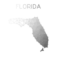 Florida polygonal vector map. Molecular structure US state map design. Network connections polygonal Florida map in geometric style for your infographics.