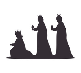 silhouette three wise kings manger design isolated vector illustration eps 10