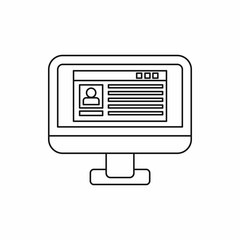 Poster - profile information on a computer monitor icon in outline style on a white background vector illustr