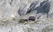 Dom Valentina Stanica mountain hut from Vrbanova spica in Julian Alps in Slovenia