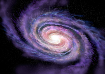 Wall Mural - spiral galaxy in deep spcae, 3d illustration