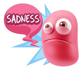 3d Illustration Sad Character Emoji Expression saying Sadness wi