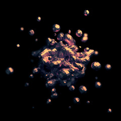 Poster - Abstract 3d rendering of chaotic low poly liquid. Background with dynamic polygonal fluid splash. Design element.
