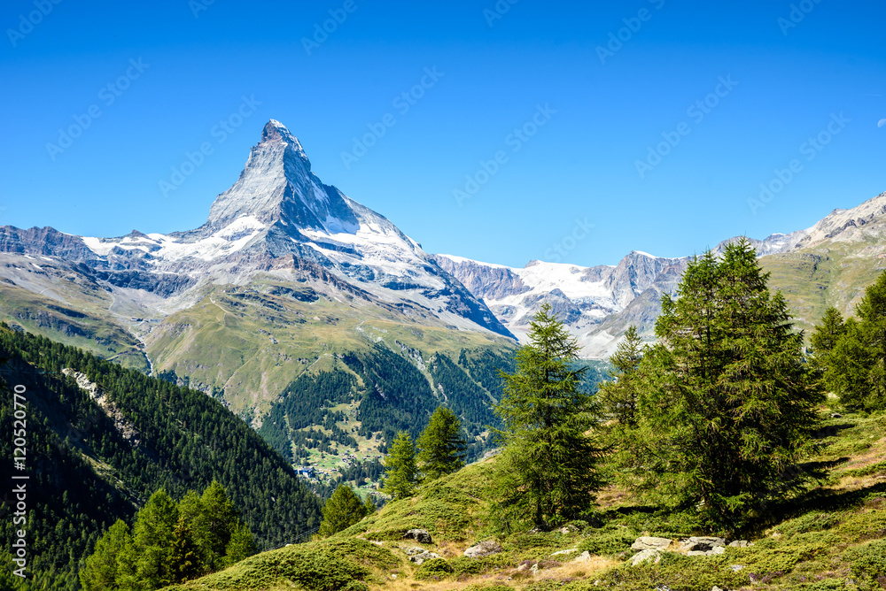 Matterhorn - beautiful landscape of Zermatt, Switzerland - obrazy, fototapety, plakaty 