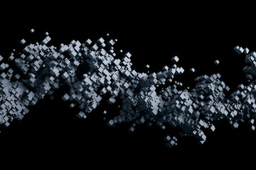 Sticker - Abstract 3d rendering of chaotic particles. Flying cubes in empty space. Futuristic background.