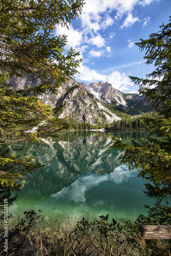 Fotografie, Tablou Braies Lake in Dolomites mountains, Seekofel in background, Sudtirol, Italy