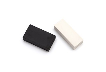 black and white eraser isolated on white background