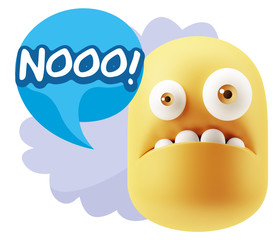 Poster - 3d Rendering Sad Character Emoticon Expression saying No with Co