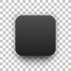 Fototapete - Black abstract app icon, blank button template with realistic shadow and transparent background for design concepts, web sites, user interfaces, UI, applications, apps, mock-ups. Vector illustration.