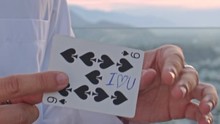 Closeup Conjurer Hands Turn Over Card With Note In Trick