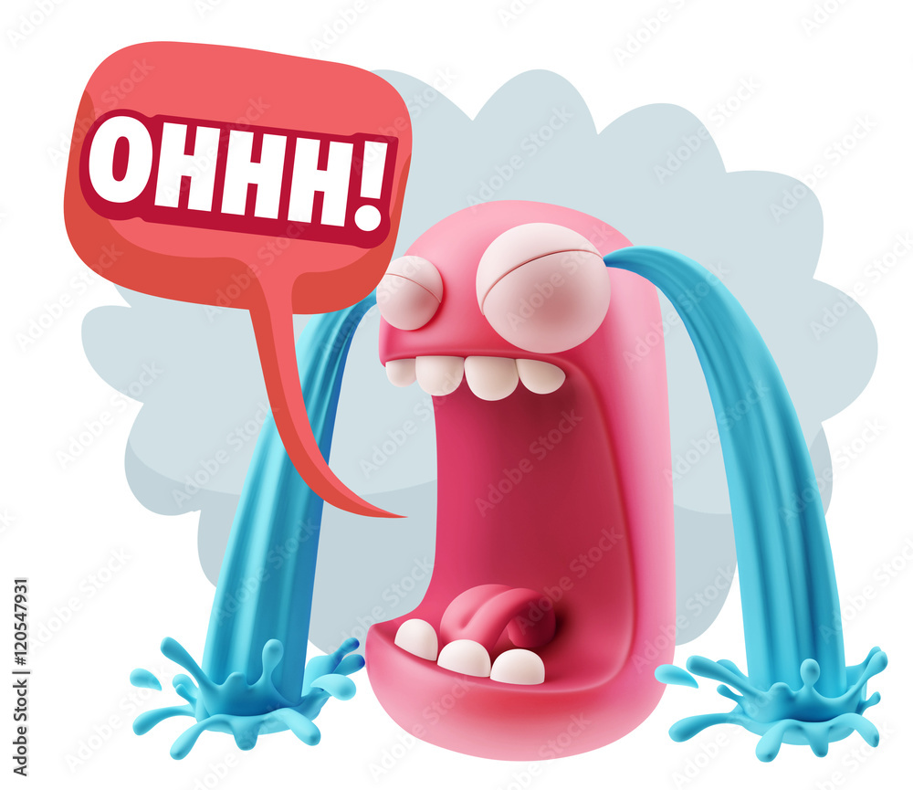 3d Rendering Sad Character Emoticon Expression saying Oh with Co Stock ...
