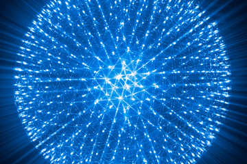 nucleus of atom nuclear explode ray radiation light science abstract blur background.