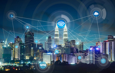 City scape and network connection concept
