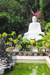 Sticker - Statue of Buddha near to Pagoda on the marble mountain Da Nang,