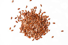 Flax Seeds On White Background