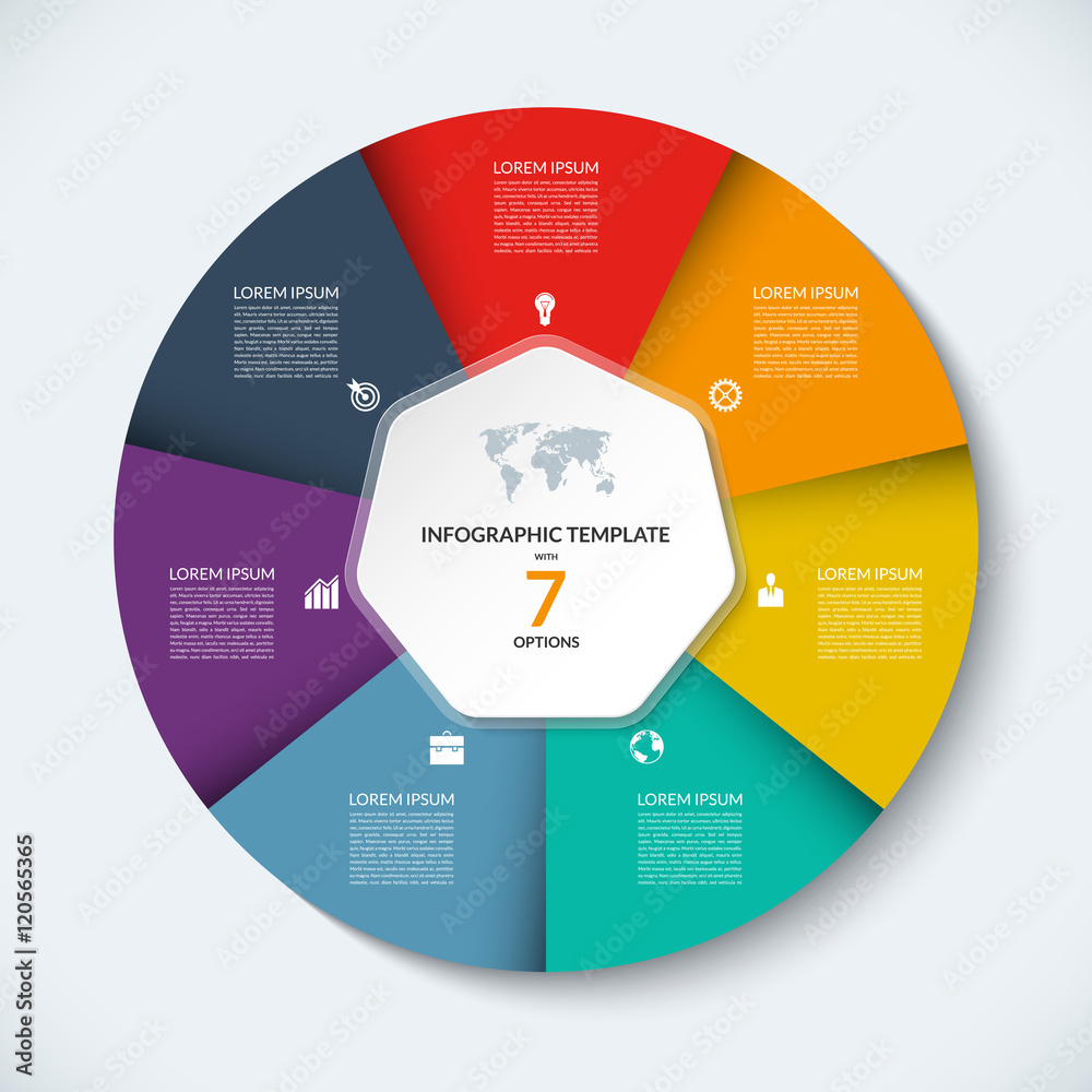 Vector infographic circle template. Business concept with 7 steps ...