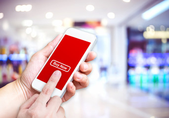 Aufkleber - Hand holding mobile  with order button and empty screen for addi