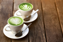 Two Cups Of Matcha Latte