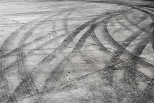 Tire Burnout Marks On Road Track Background