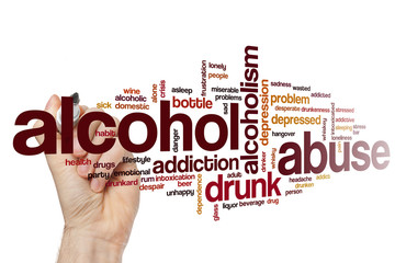 Sticker - Alcohol abuse word cloud