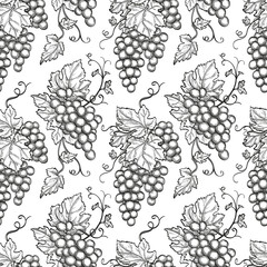 Canvas Print - seamless pattern with grapes.