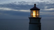 Closeup Shot Of Heceta Head Lighthouse At Night