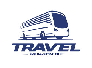 Wall Mural - Travel bus illustration on light background