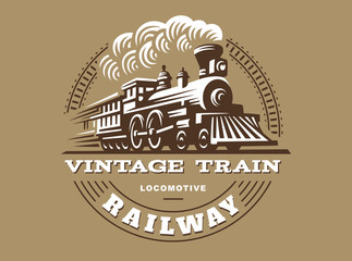 Wall Mural - Locomotive logo illustration, vintage style emblem