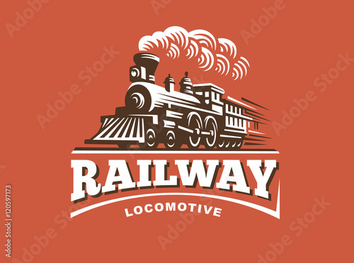 Dekoracja na wymiar  ilustracja-logo-lokomotywy-emblemat-w-stylu-vintage