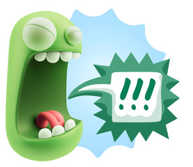Poster - 3d Illustration Angry Face Emoticon saying !!! with Colorful Spe