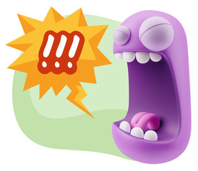 Fototapete - 3d Illustration Angry Face Emoticon saying !!! with Colorful Spe