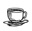 Cup of hot drink sketch icon.