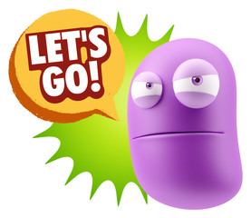 Poster - 3d Illustration Angry Face Emoticon saying Let's Go with Colorfu