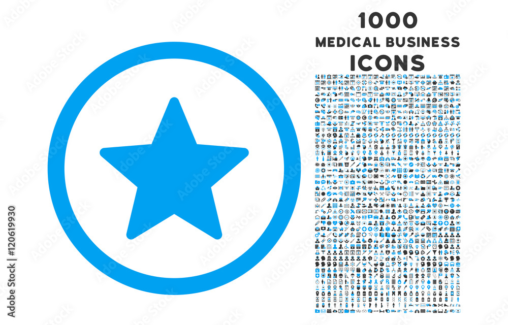 Star rounded vector bicolor icon with 1000 medical business icons. Set ...