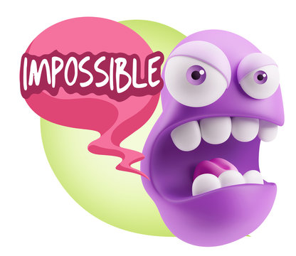 3d Rendering Angry Character Emoji saying Impossible with Colorf