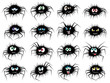 Halloween set of sixteen spider characters