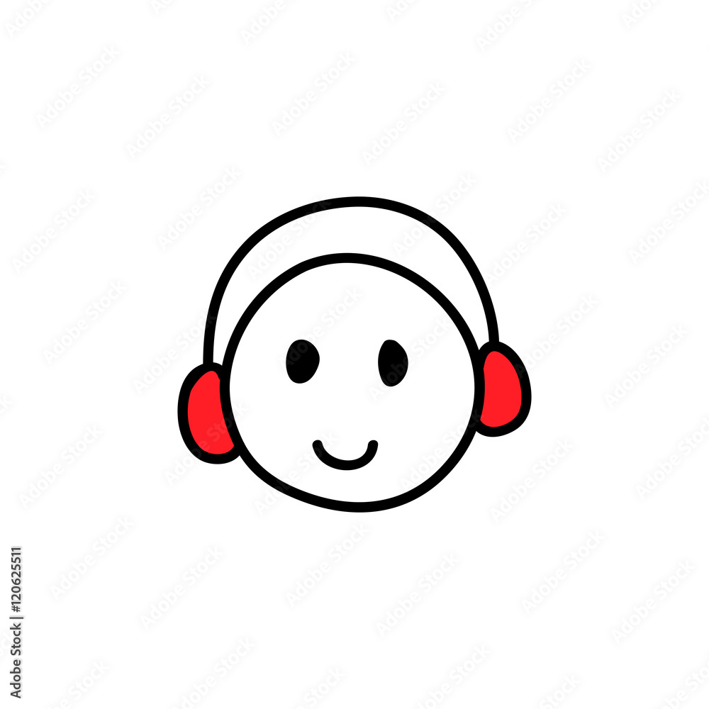 Webinar icon. Symbol of happy listening person with headphones. Smiling face  Stock Vector | Adobe Stock, image size:1000x1000