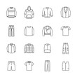 Men clothing icons in thin line style vector
