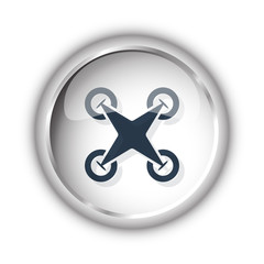Wall Mural - web button with black drone quadcopter icon on white background