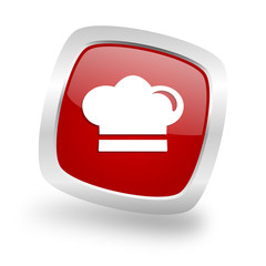 Poster - cook square red glossy chrome silver metallic web icon