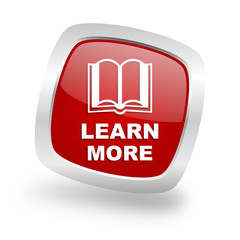 Fototapete - learn more square red glossy chrome silver metallic web icon
